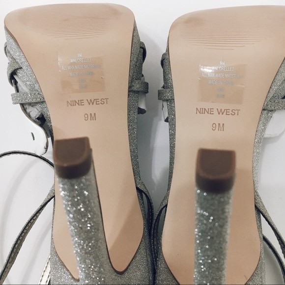 Nine West Size 9 Sparkly Glittery Strappy Platform Dress Sandals Heels Shoes - Picture 8 of 9